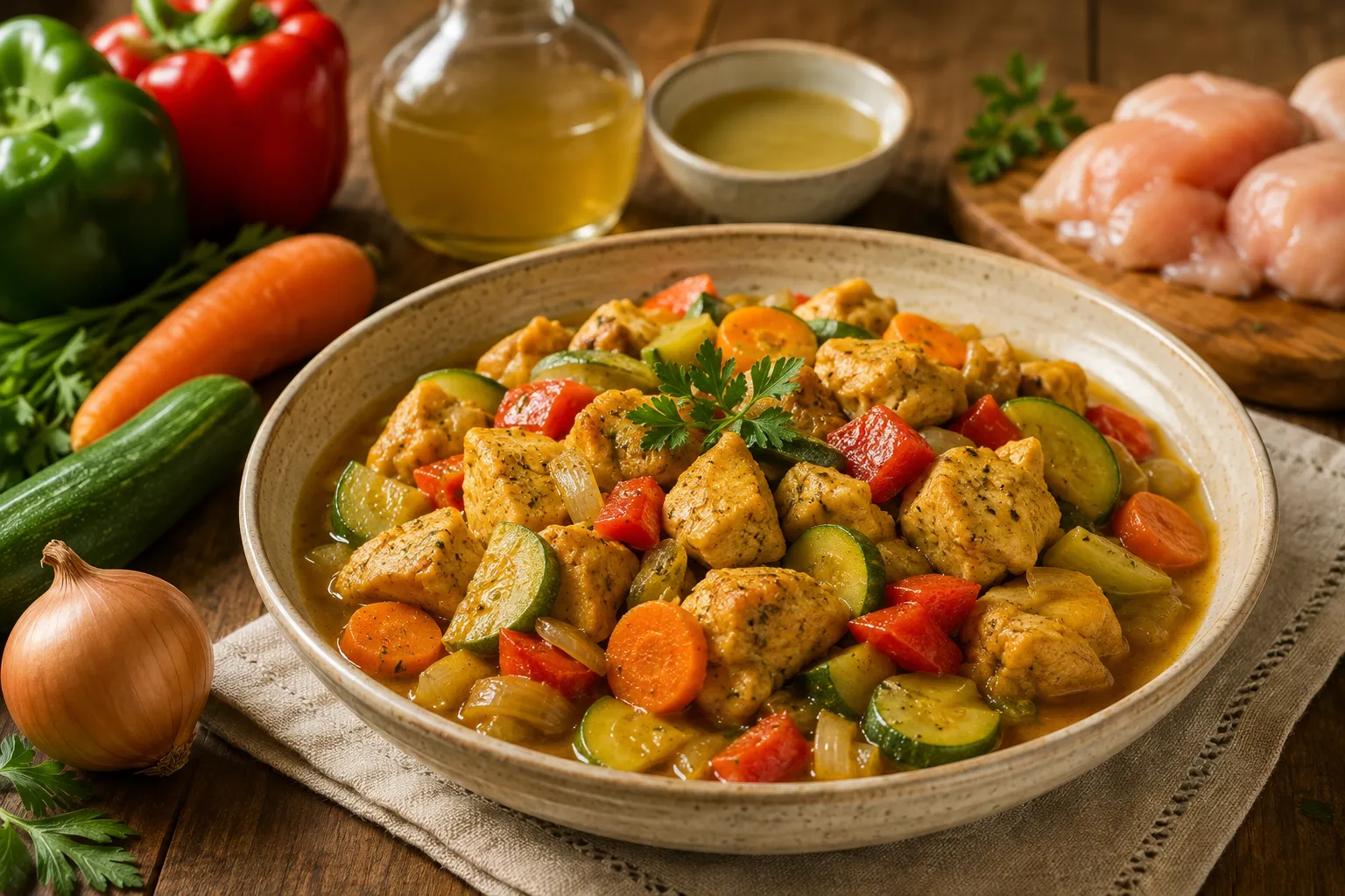 خوراک مرغ و سبزیجات با آبغوره