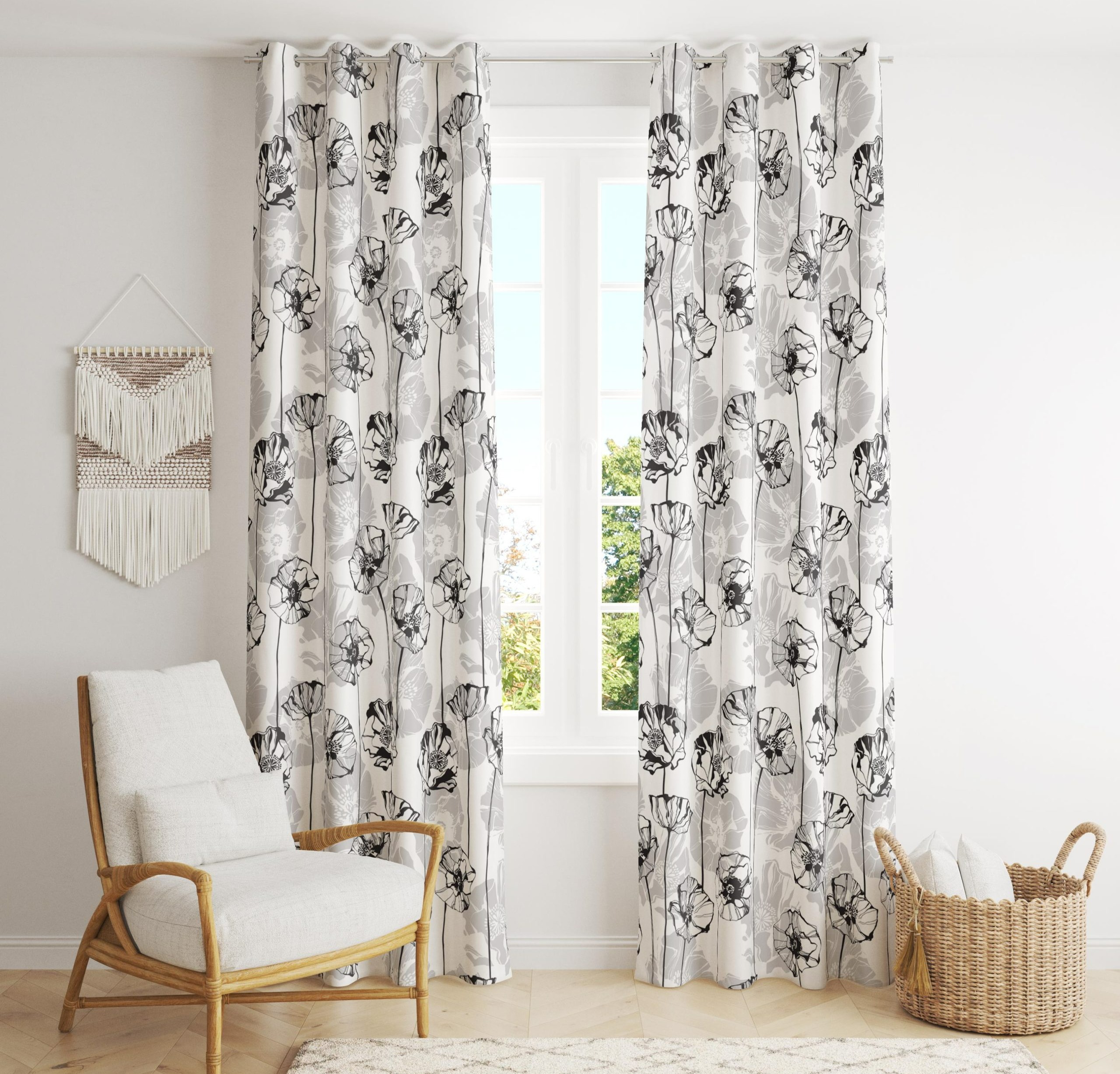 سیاه و سفید - مدل پرده پانچی