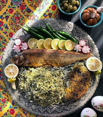 ماهی در فر - سبزی پلو با ماهی چهارشنبه سوری