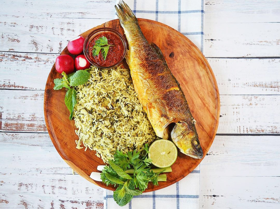 ماهی کبابی -سبزی پلو با ماهی چهارشنبه سوری