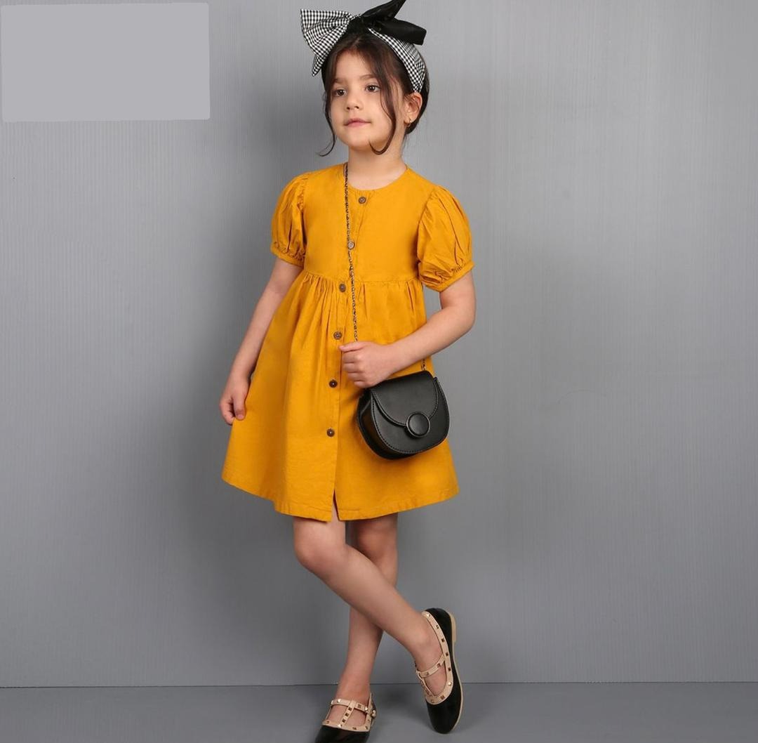پیراهن زرد قناری - مدل پیراهن دخترانه 1402