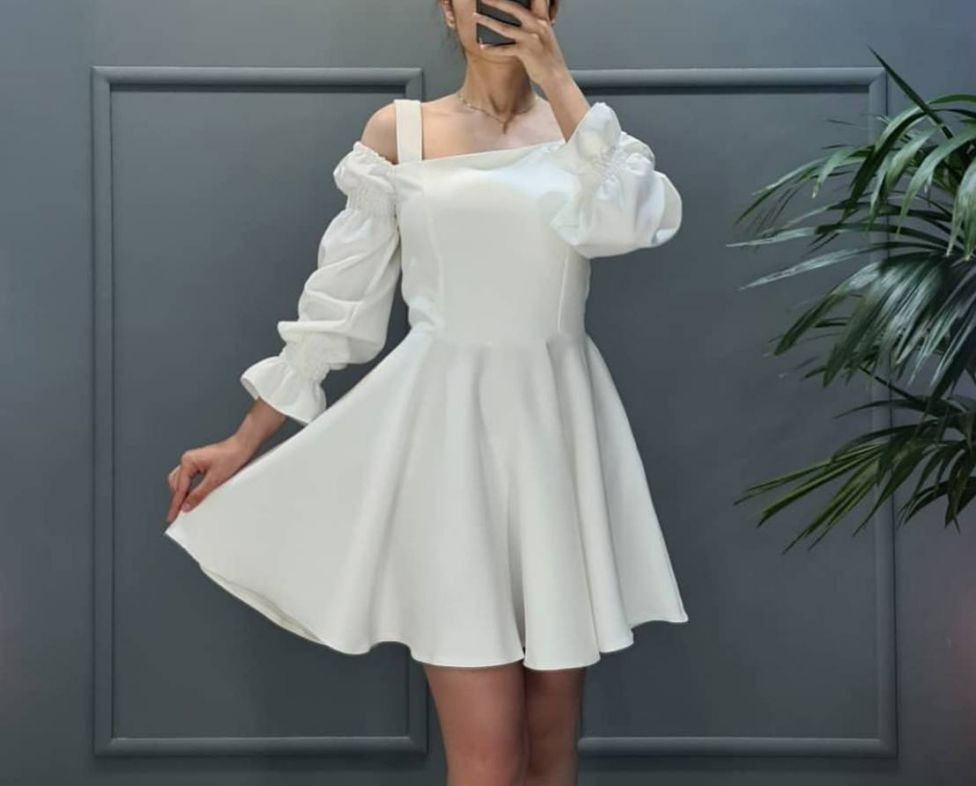 پیراهن سفید - مدل پیراهن دخترانه 1402