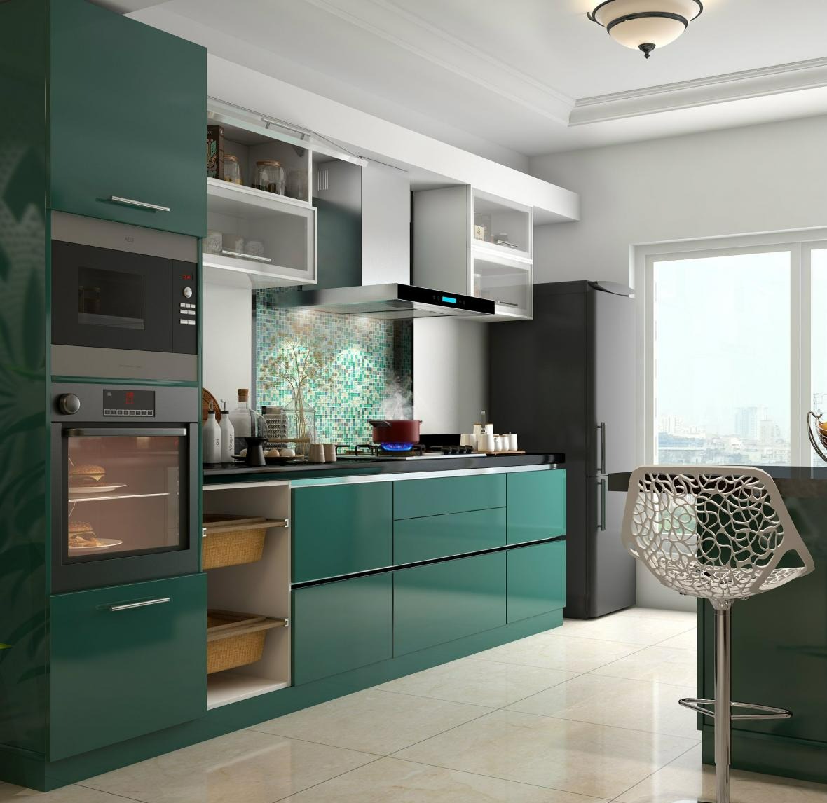 آشپزخانه سبز گلاسه - نوسازی آشپزخانه کم هزینه