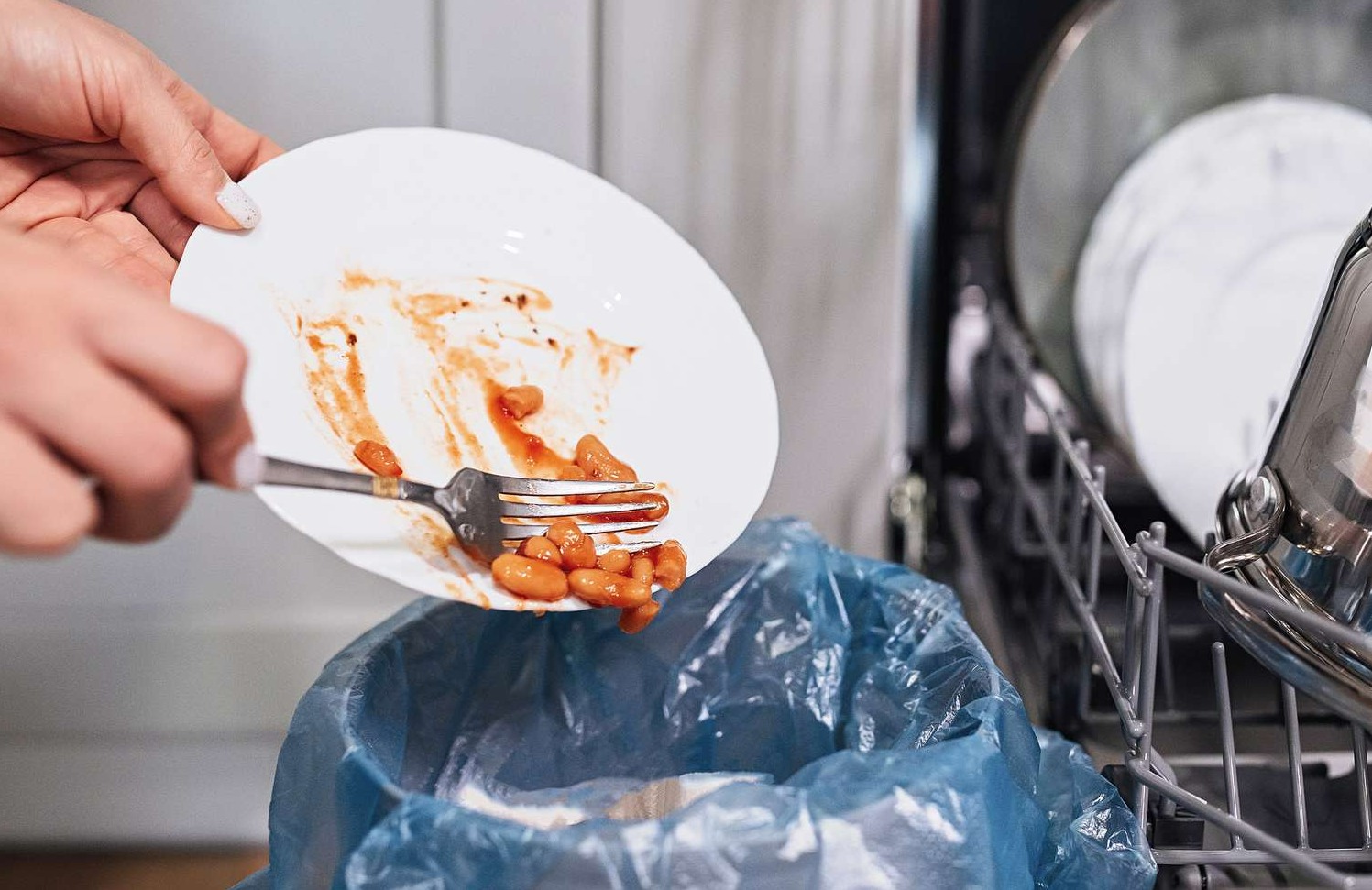 ریختن اضافه غذا - اشتباهات ظرف شستن