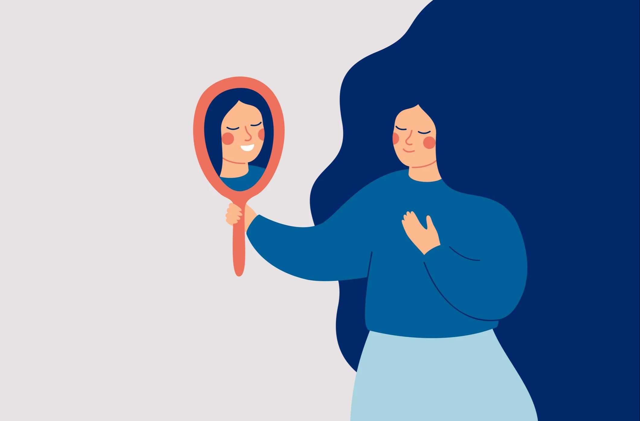 نقاشی زن در آینه - افزایش عزت نفس